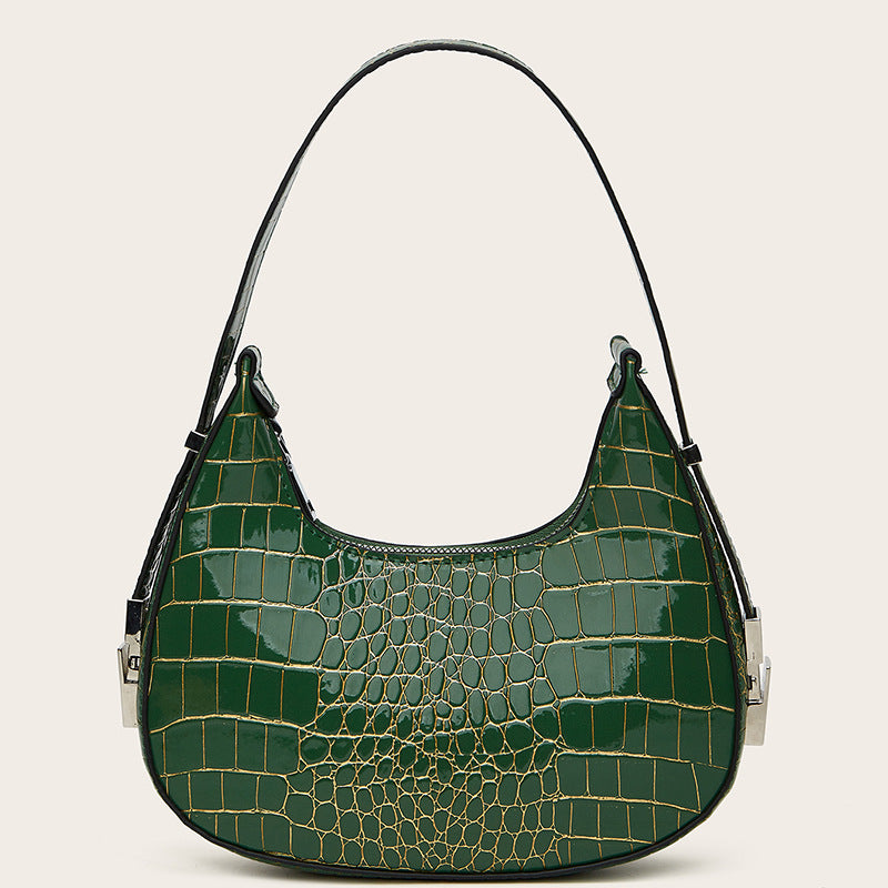 Women's Leisure Commute Moon Trendy Crocodile Pattern Fashionable Underarm Bag