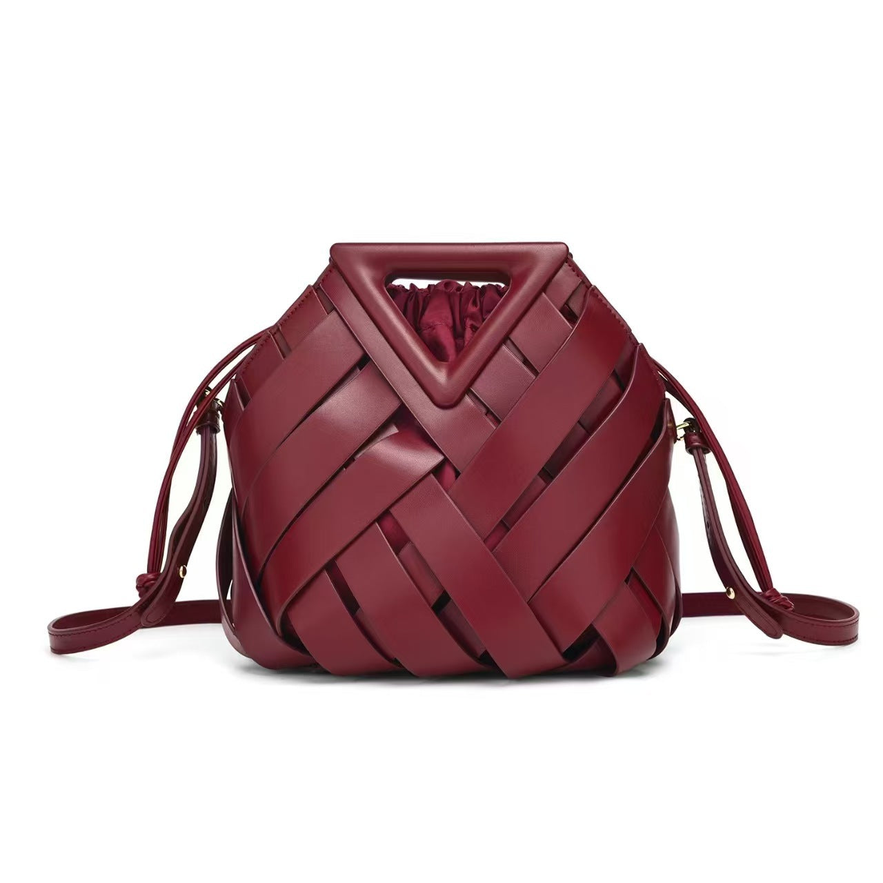 Women's Basket Magnetic Fashion Triangle Woven Clip Large Women's Handbag