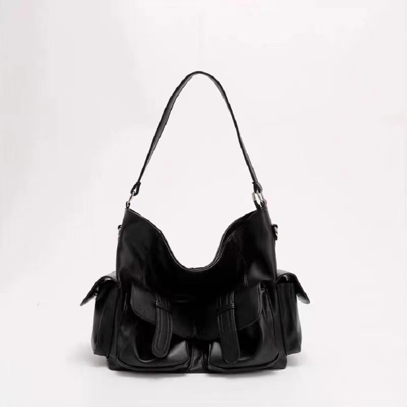 Retro Large Capacity Motorcycle Today Black Women's Shoulder Bag