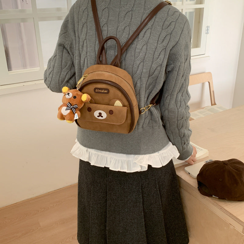 Cute Cartoon Bear Female Niche Retro Backpacks