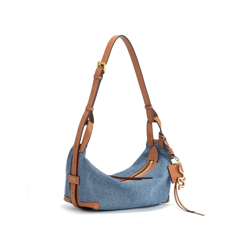 Wang Ear Series Canvas Denim Pillow Women's Messenger Bag