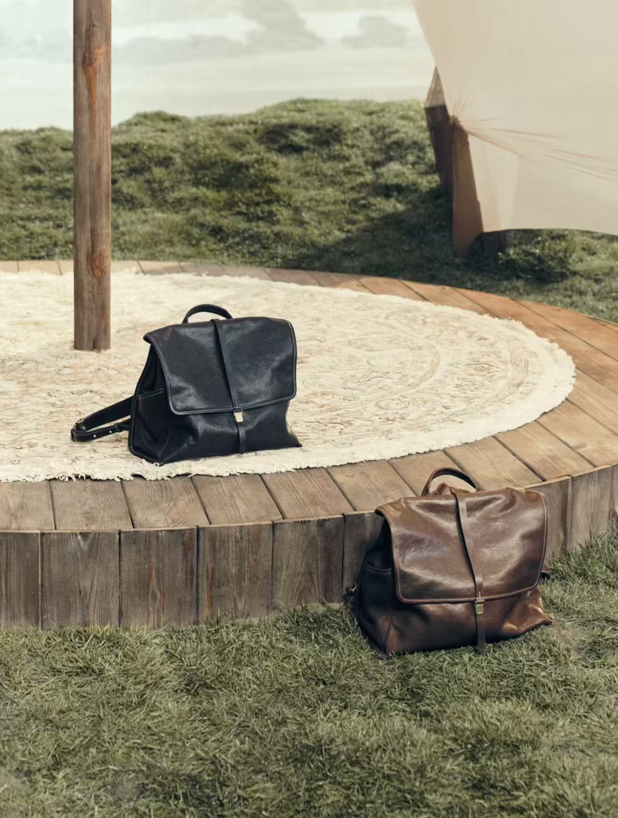 Mountain Vegetable Tanned Sheepskin Series Simple Large Capacity Lightweight Backpacks