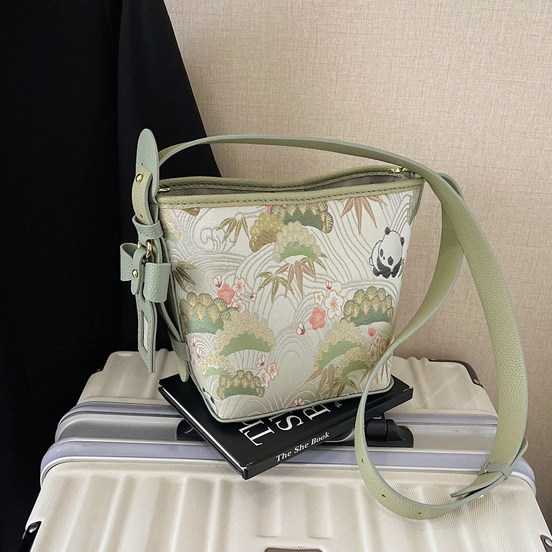 Chinese Style Song Dynasty Brocade Embroidered Portable Self-made Cloth Handmade Bucket Bags