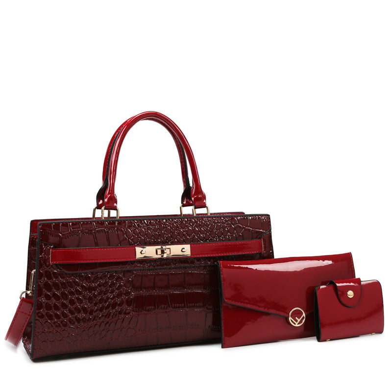 Women's Large Capacity Kelly Crocodile Pattern Portable Women's Messenger Bag