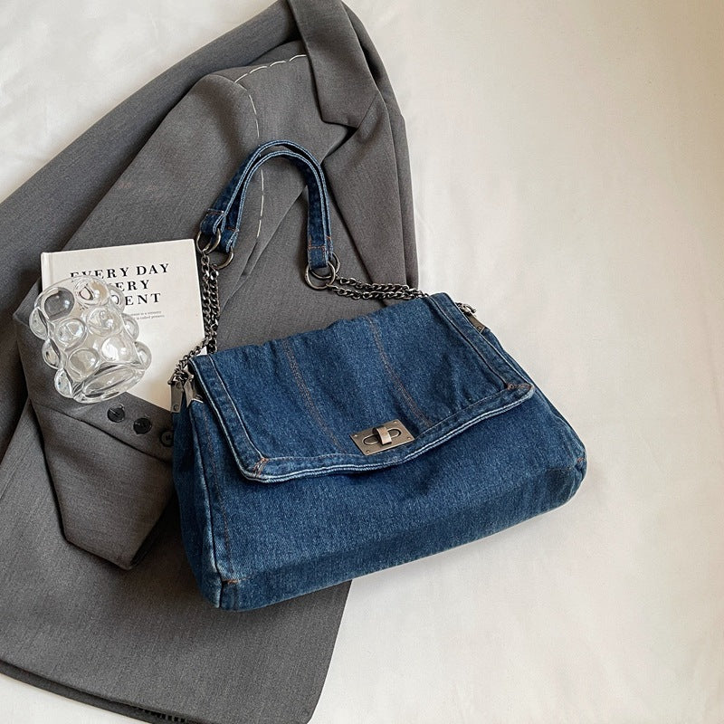 Women's Retro Denim High-grade Chain Large Capacity Bags