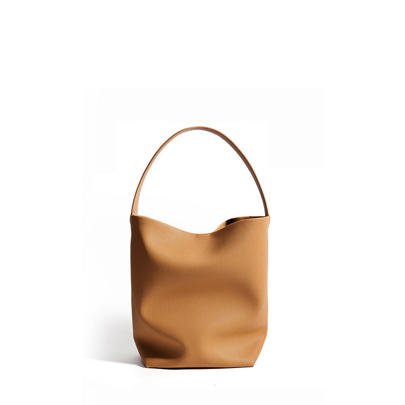 Women's Niche Genuine Leather Leisure Commute High-grade Large Bucket Bag