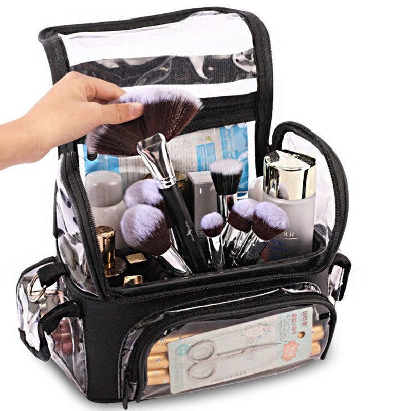 Portable Large Capacity Transparent Wash Brush Tools Makeup Bag