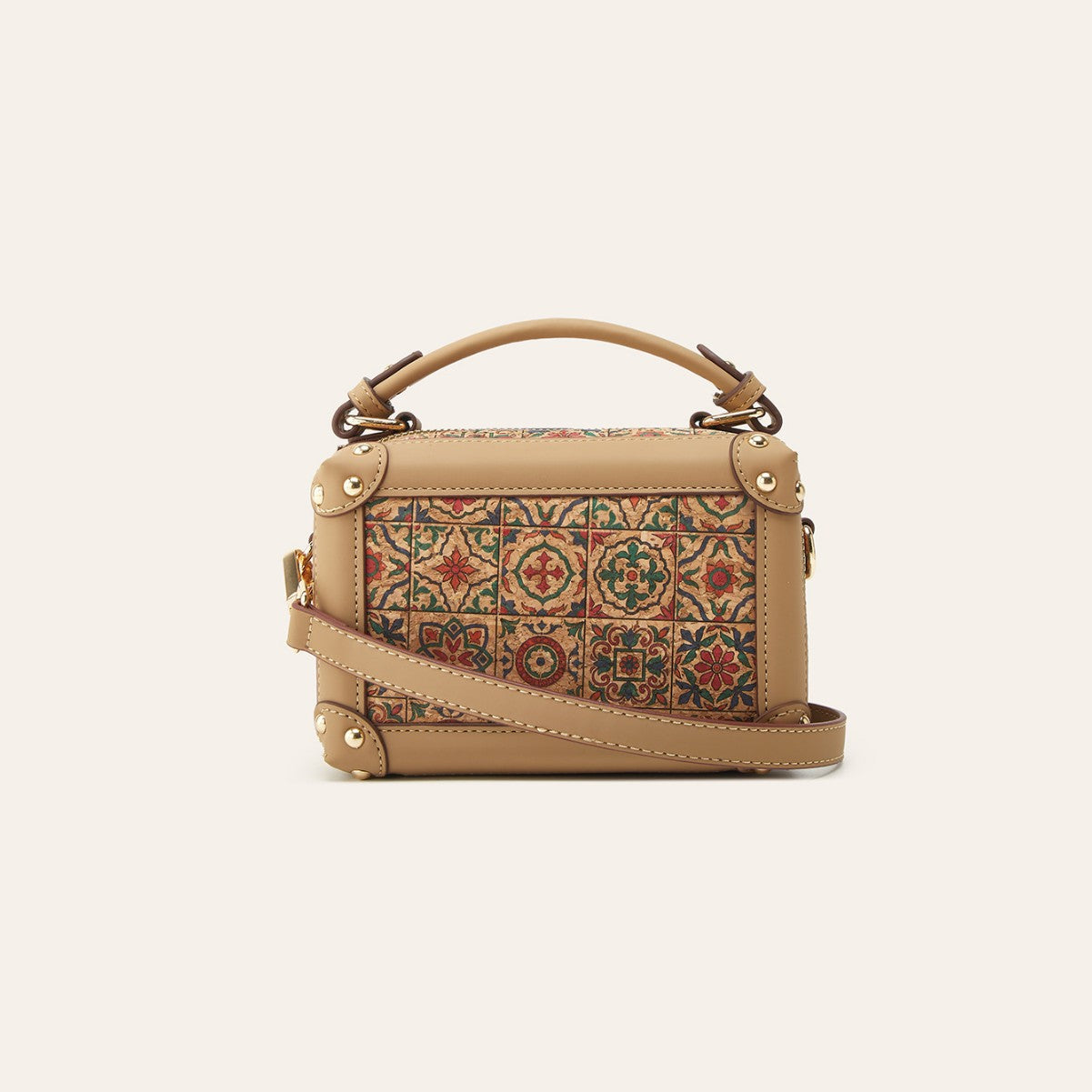 Women's Ethnic Print Cork Bark Bohemian Fashion Makeup Bag