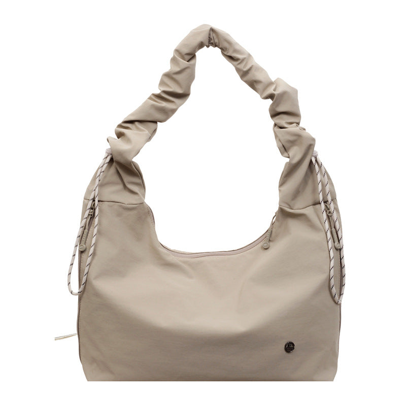 Women's Drawstring Design Solid Color Simple Large Capacity Women's Shoulder Bag