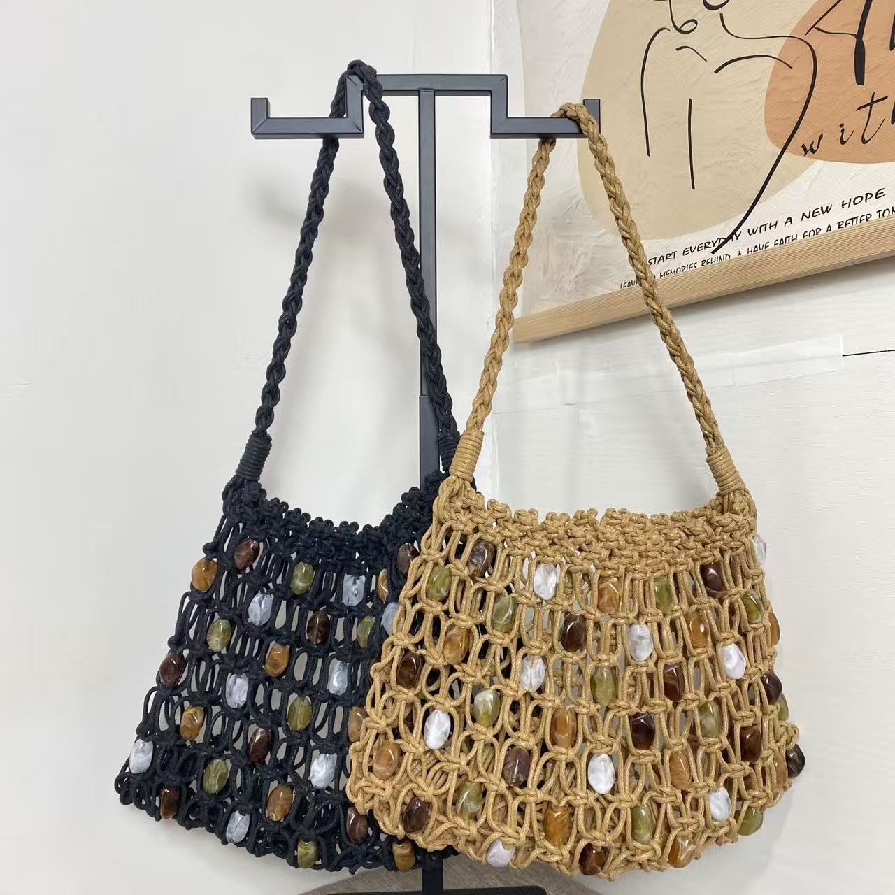 Women's Hand-woven Beads Summer Hollow Mesh Beach Women's Handbag
