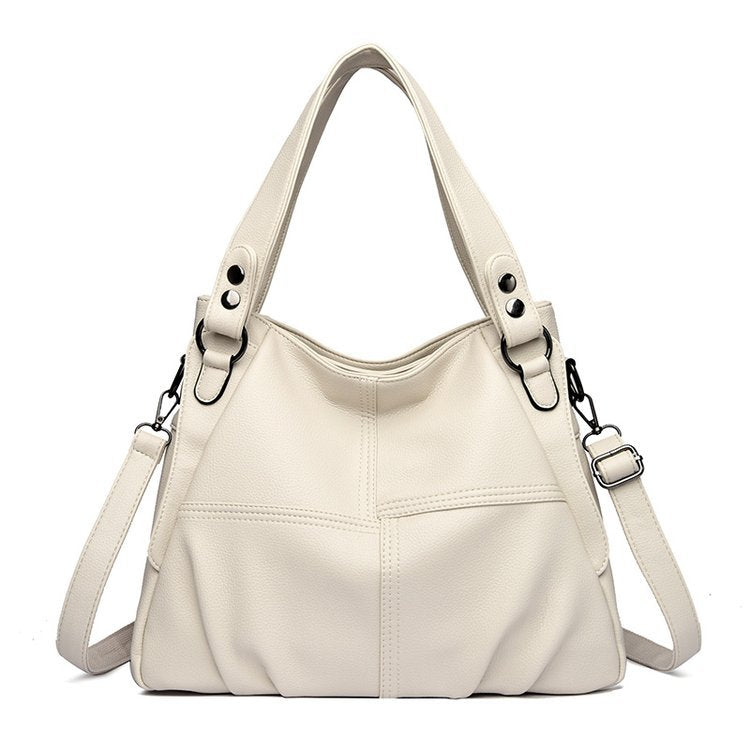 Women's Spring Genuine Leather Retro Large Capacity Sheepskin Women's Shoulder Bag