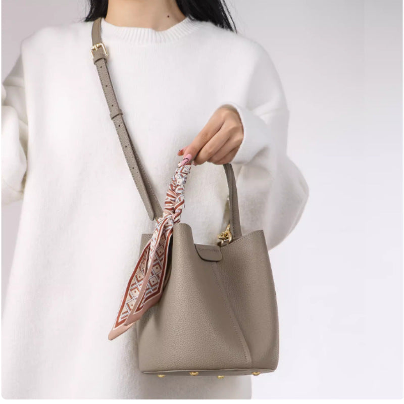 Women's Genuine Leather Made Korean Vegetable Basket Handbags