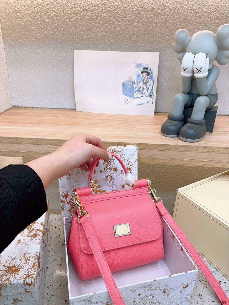 Women's Commuter Hand Palm Print Fashion Workplace Mini Women's Handbag