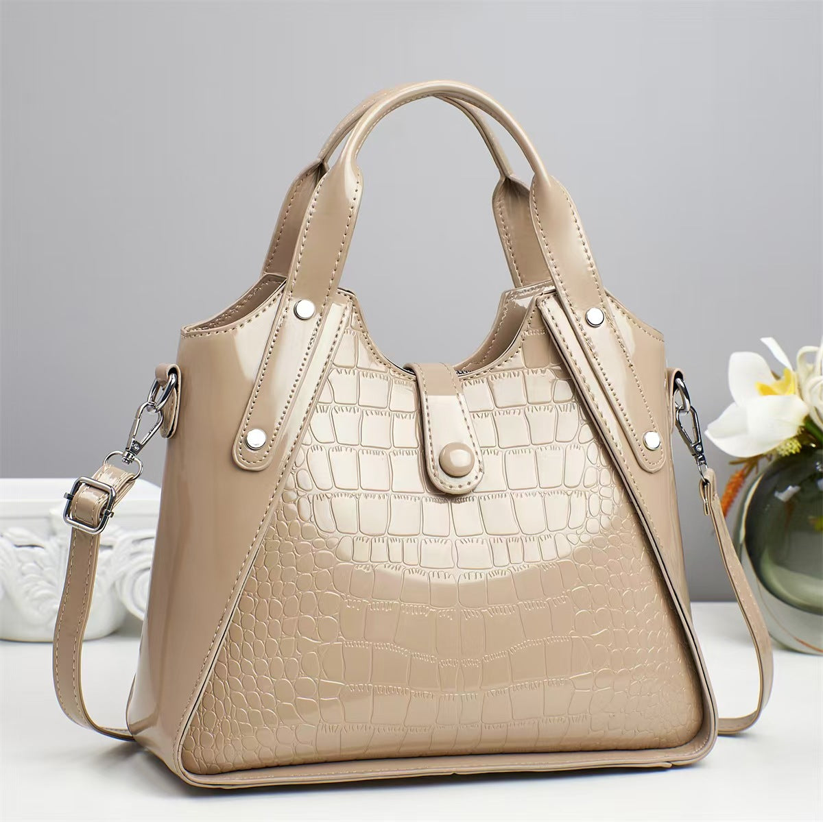 Women's Large Capacity Alligator Print Fashion Mother Women's Handbag