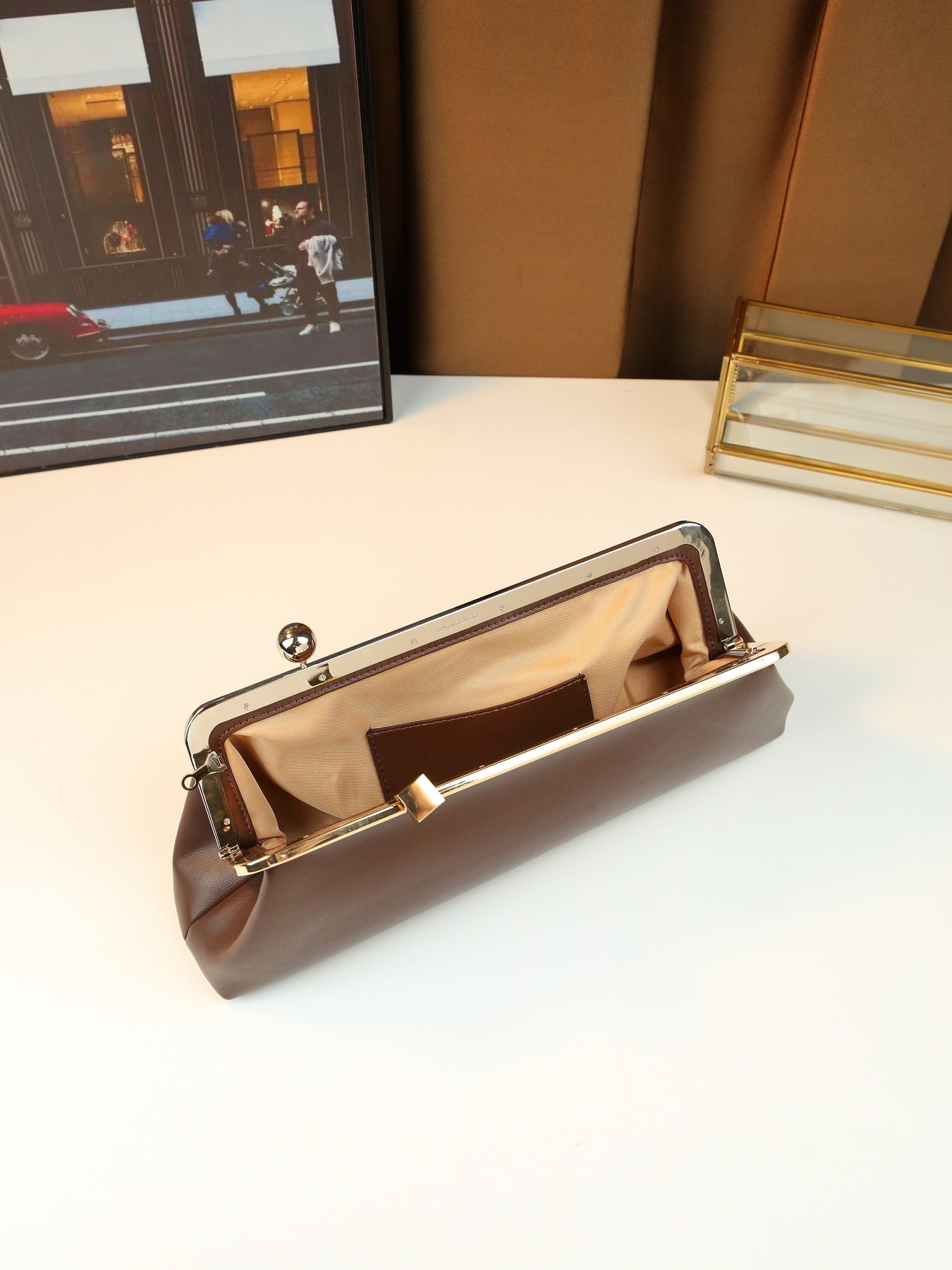 Women's Premium Ball Derby Clip Baguette Dinner Business Large Women's Shoulder Bag