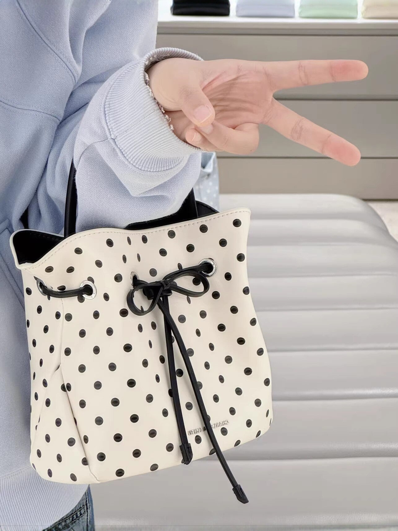 Women's Korean Style Polka Dot Versatile Fashion Bucket Bags