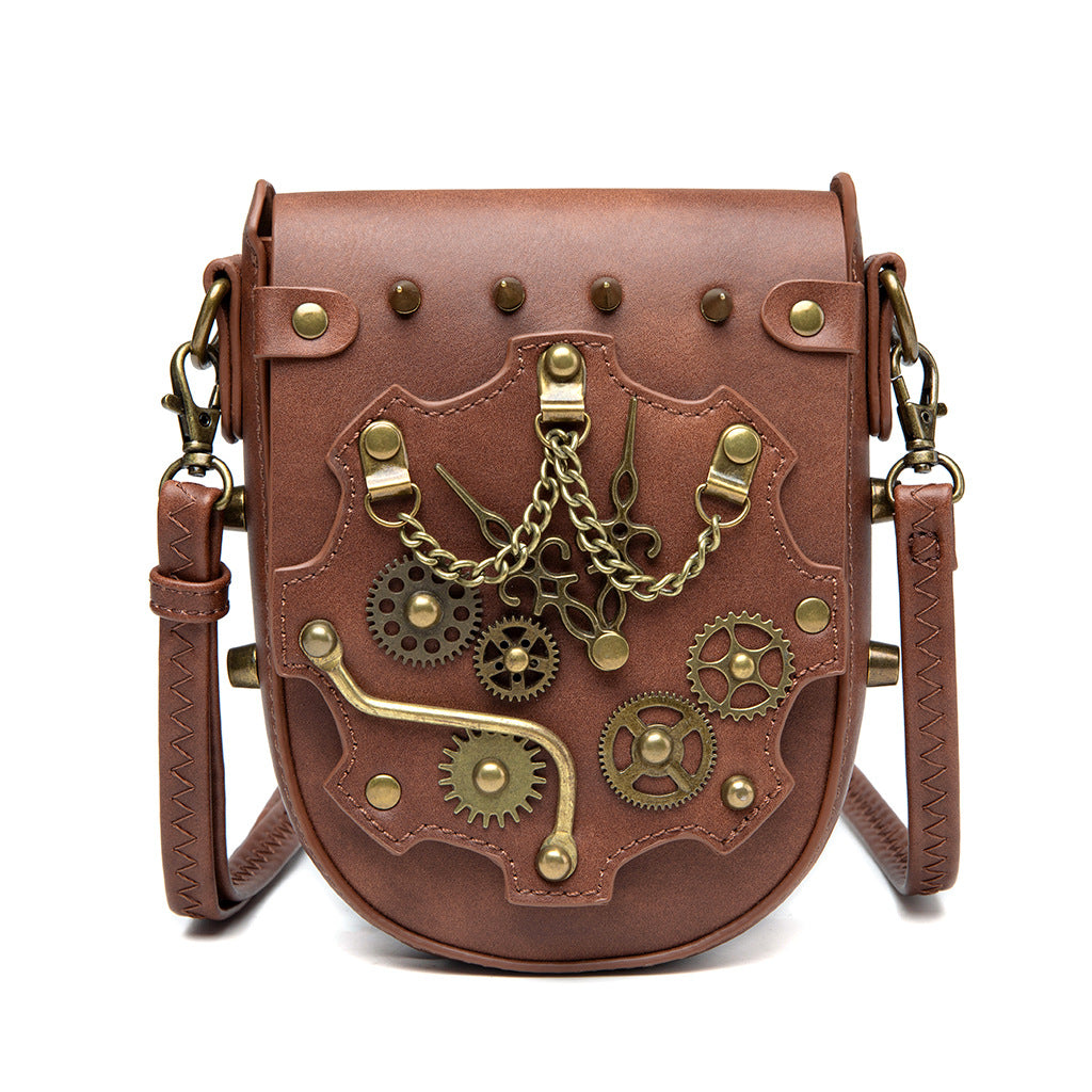 Women's Medieval Contrast Color Leather Industrial Retro Small Square Bags