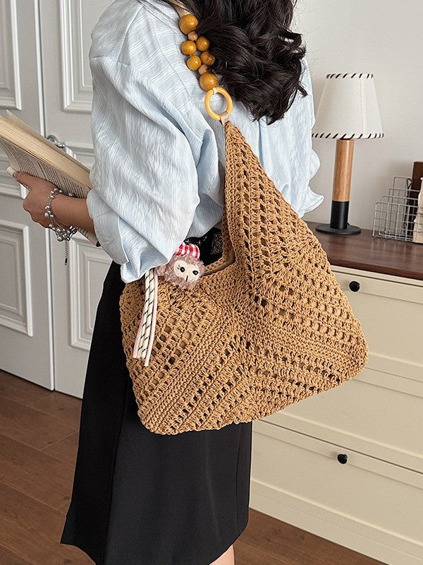 Women's Super Hot Idle Style Woven Straw Large Capacity Bohemian Seaside Bags