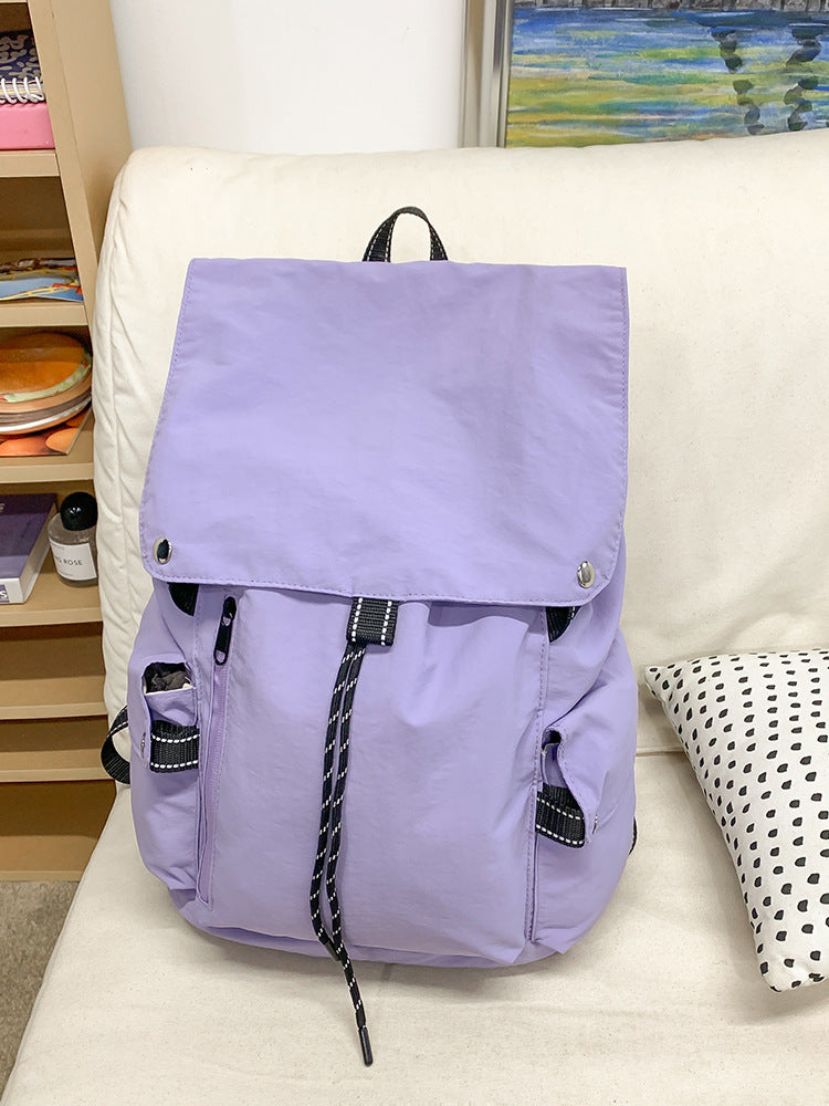 Korean Style Niche Simple Solid Color Female Large Backpacks