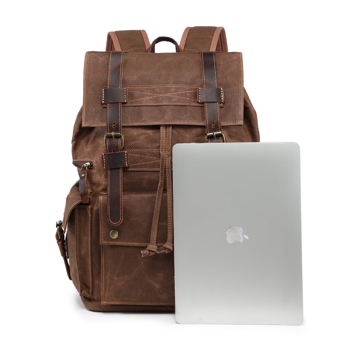Women's & Men's American Retro Beeswax Canvas Computer Crazy Horse Genuine Leather Bags