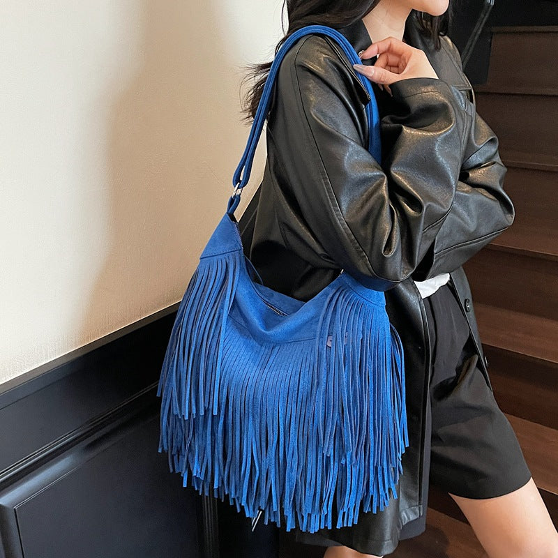 Matte Texture Tassel Underarm Fashion Hot Large Women's Messenger Bag