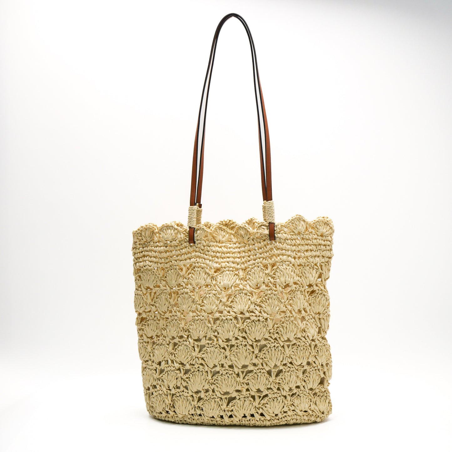 Women's Hollow Straw Handmade Crochet Woven Large Capacity Portable Seaside Tote Bag