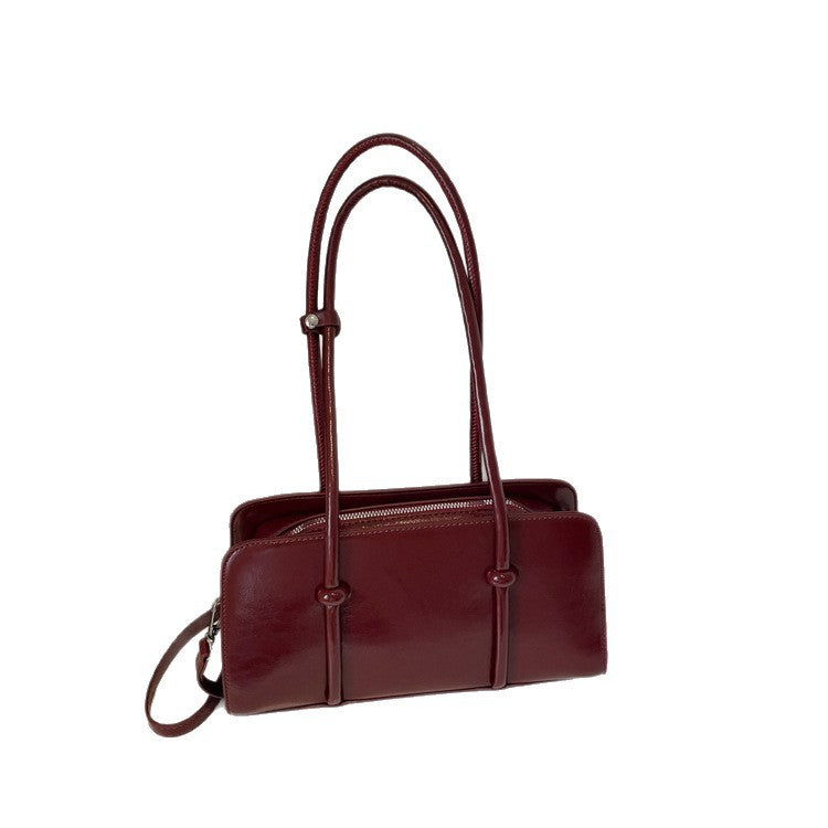 Elegant Underarm Retro Bright Noodle Texture Portable Baguette Large Women's Shoulder Bag