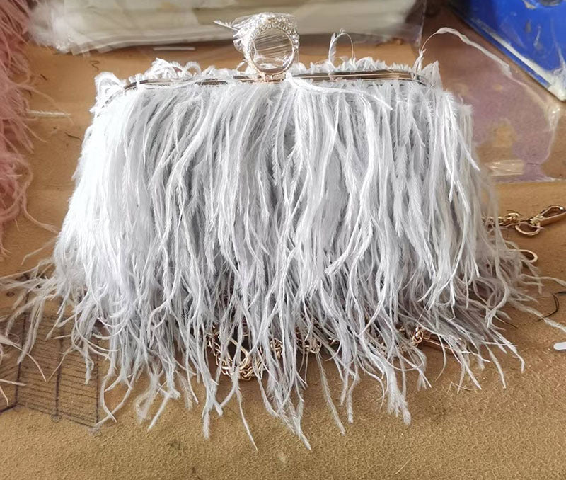 Fashion Tassel Ostrich Feather Dinner Catwalk Bags