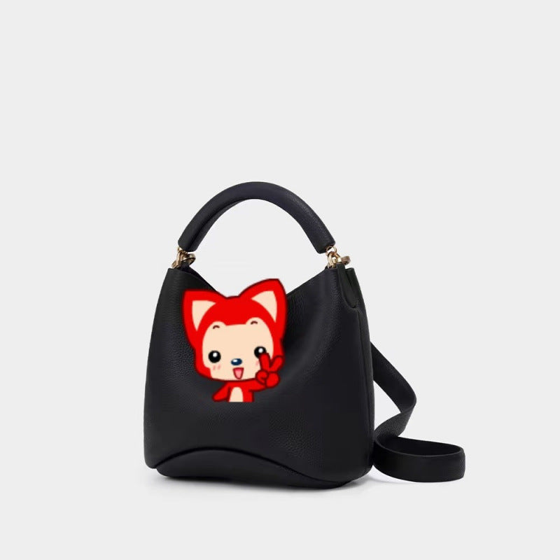Women's Pig Large Sizes Design One White Bucket Bag