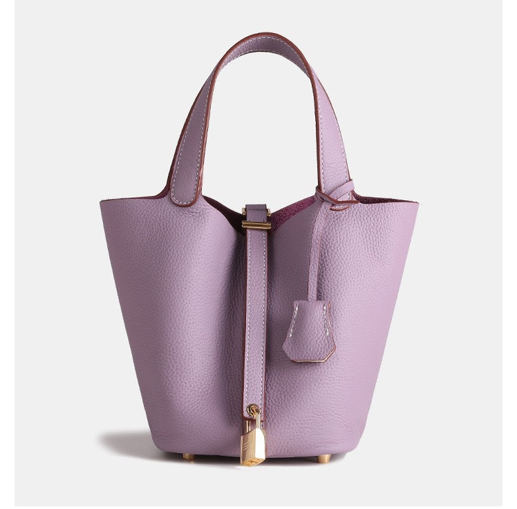 Women's Genuine Leather First Layer Cowhide Vegetable Basket Commute Women's Handbag