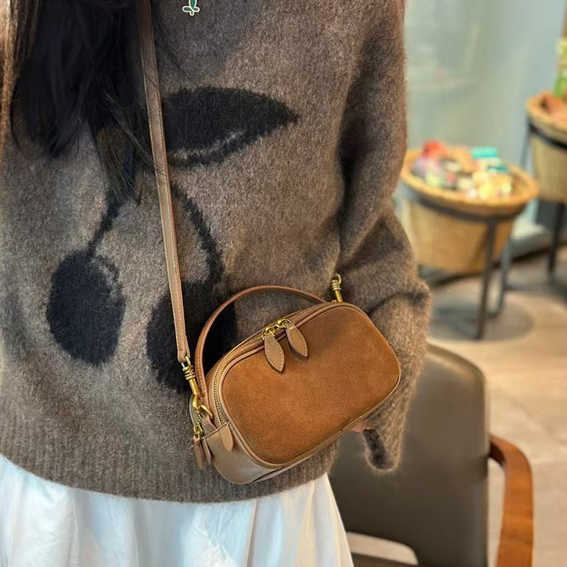 Women's Frosted Fluff Cowhide Lady's Elegant Commuter Fashion Women's Shoulder Bag