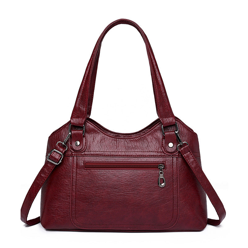 Women's Trendy Soft Leather Simple Large Capacity Totes Shoulder Bags
