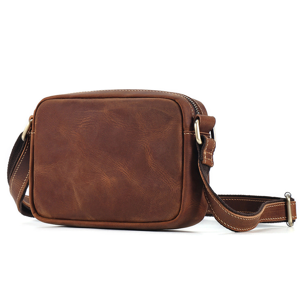 Women's & Men's Crazy Horse Leather Retro Neutral High-grade Men's Messenger Bag