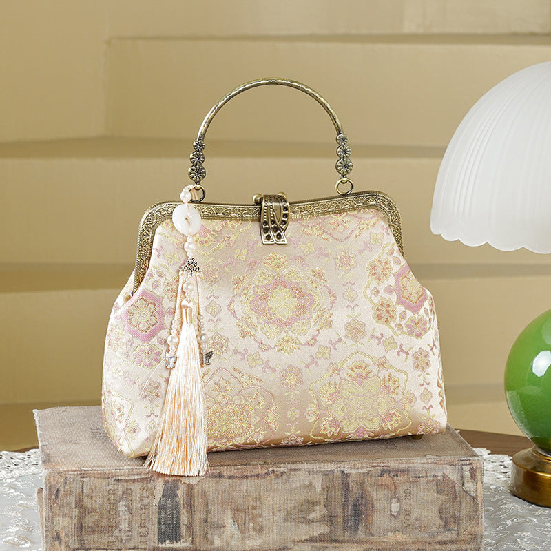 Pursuing Dream Jacquard Brocade National Style Cheongsam Tassel Small Square Bags