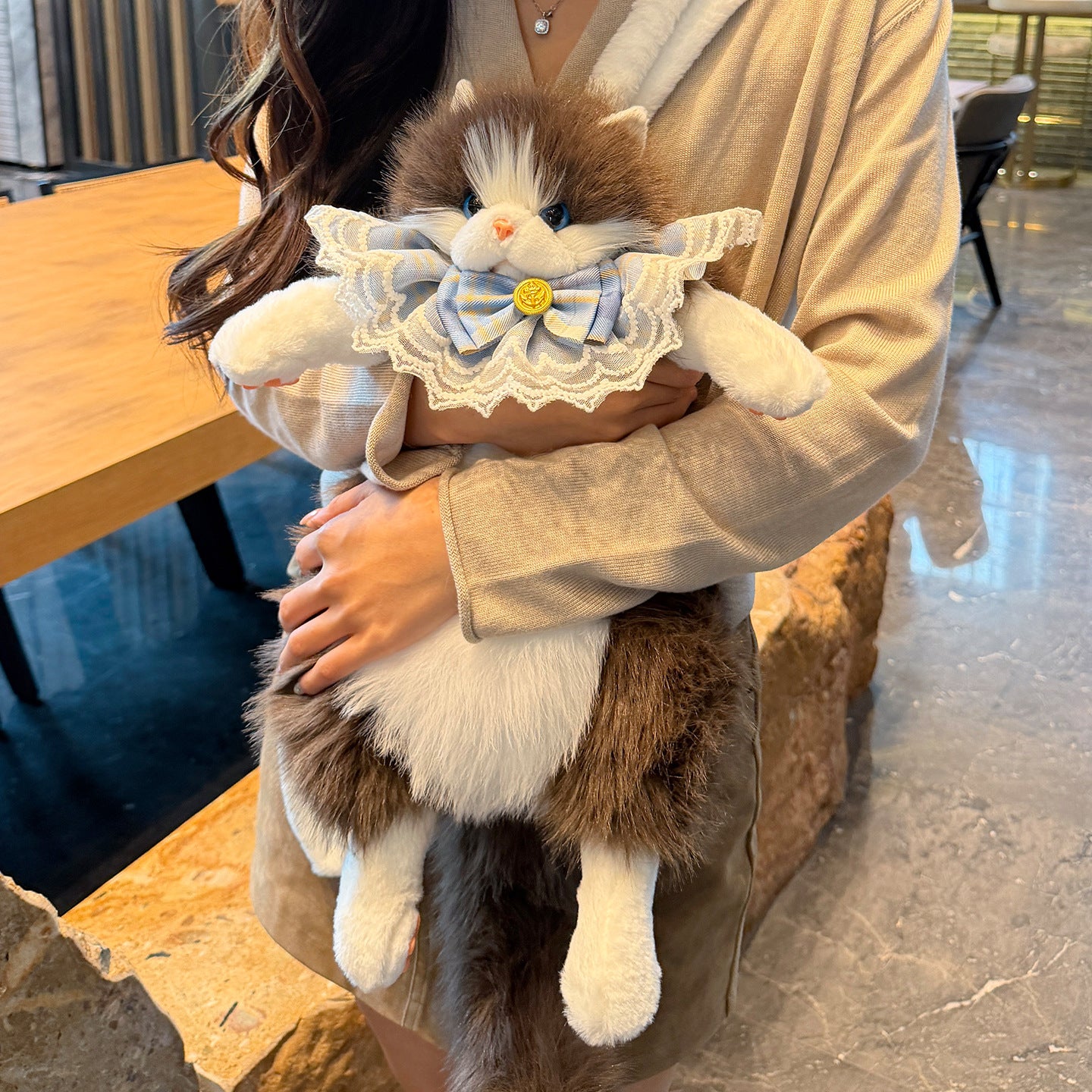 Simulation Doll Cat Cute Plush Birthday Women's Backpack