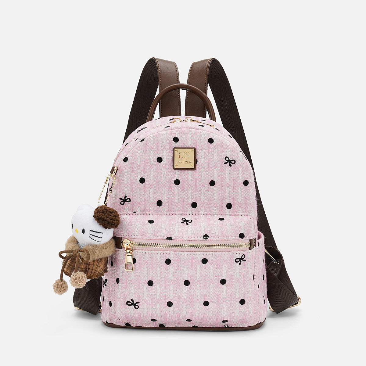 Live Direct Hair Trendy Fashion Pink With Dots Leisure Backpack