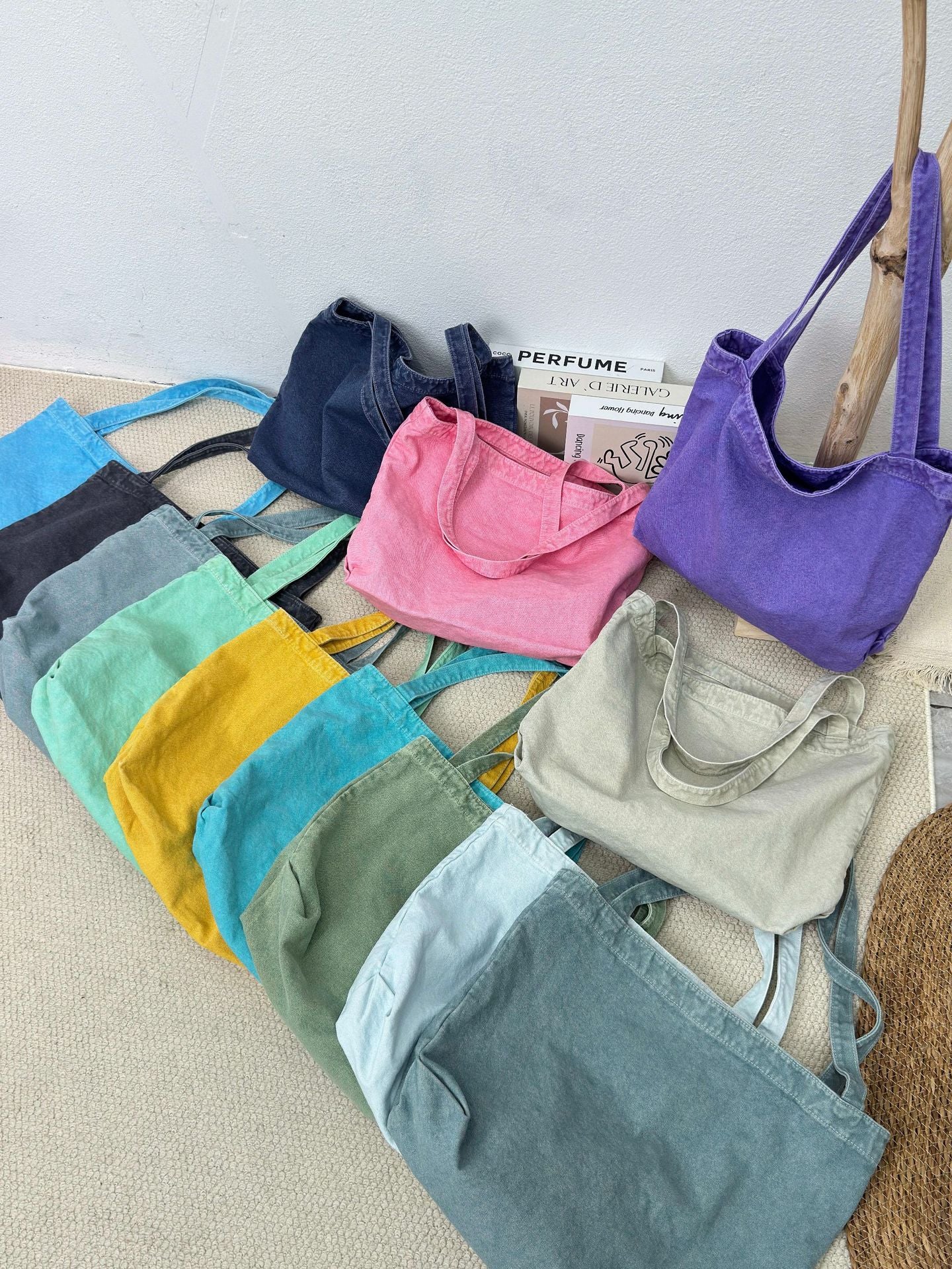 Large Capacity Washed Canvas Versatile Commuter Tote Bags