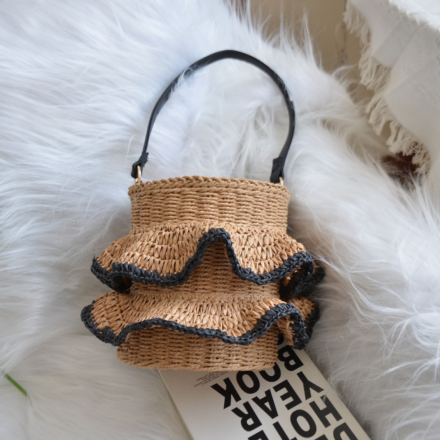 Women's Cute Skirt Hand-held Straw Woven Vacation Style Bags