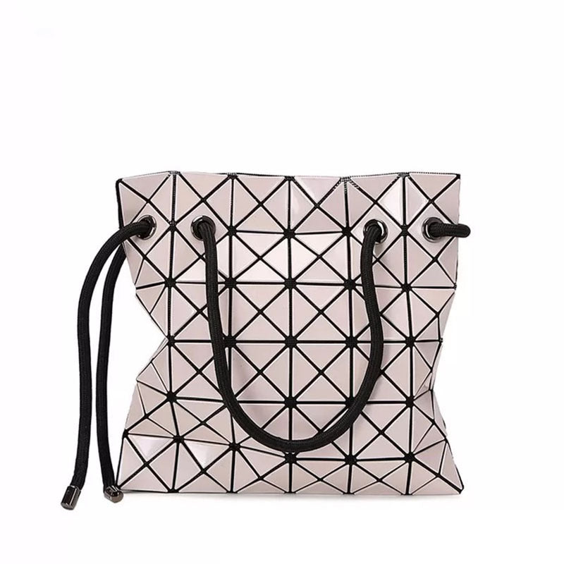 Women's House Drawstring Geometric Cutting Piece Type Large Bucket Bag