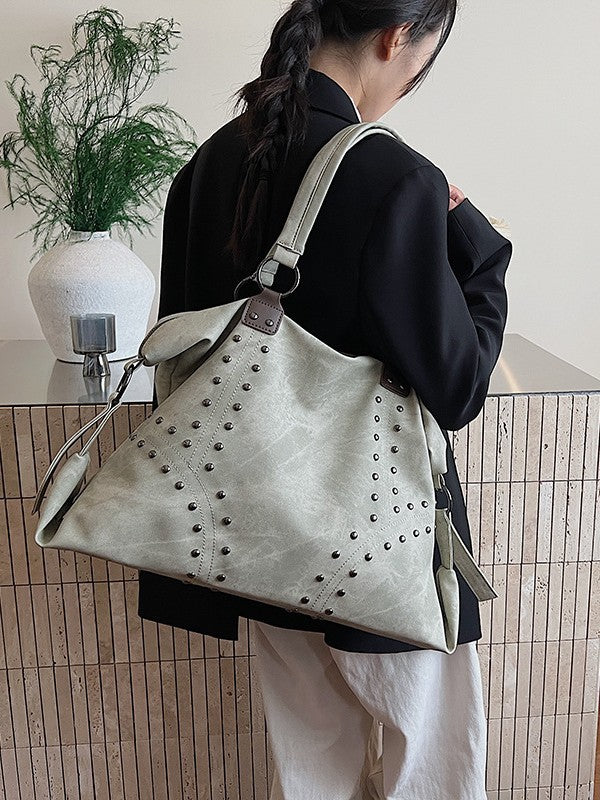 High Sense Personality Rivets Large Capacity Women's Shoulder Bag