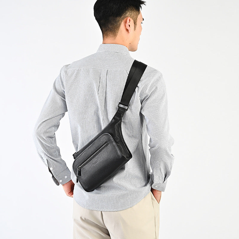 Men's First Layer Cowhide High Quality Fashion Simple Back Leisure Backpack