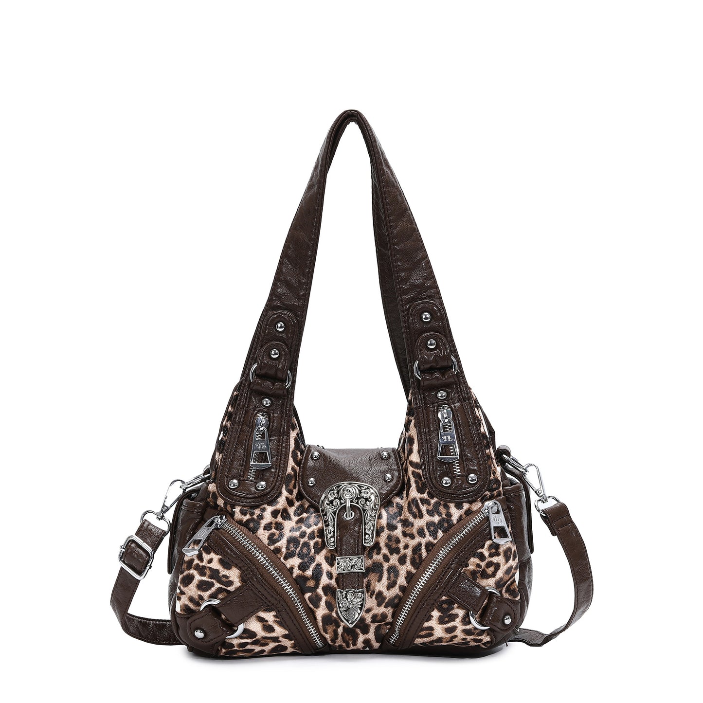 Women's Retro Fashion Personalized Stitching Leopard Print Tote Bag