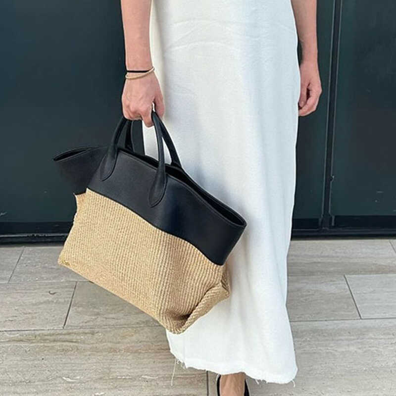 Fashion Vacation Style Color Contrast Patchwork Tote Bag