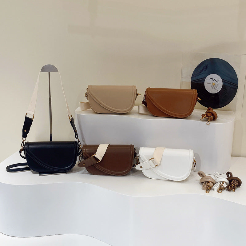 Women's Brown Early Autumn Fashion Korean Simple Saddle Women's Shoulder Bag