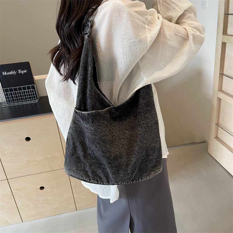 Classic Women's Retro Denim High-grade Minority Underarm Bag