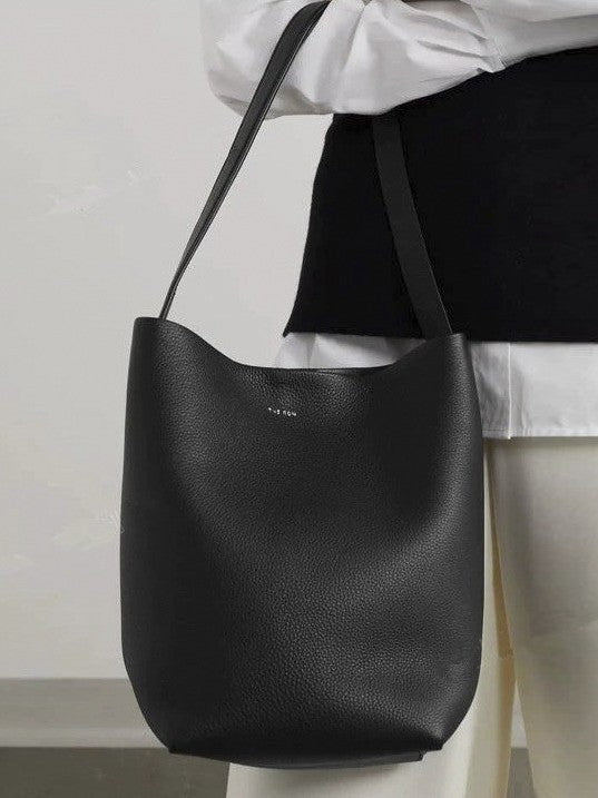 Top Layer Cowhide High-grade Large Capacity Minimalist Fashion Commuter Bucket Bag