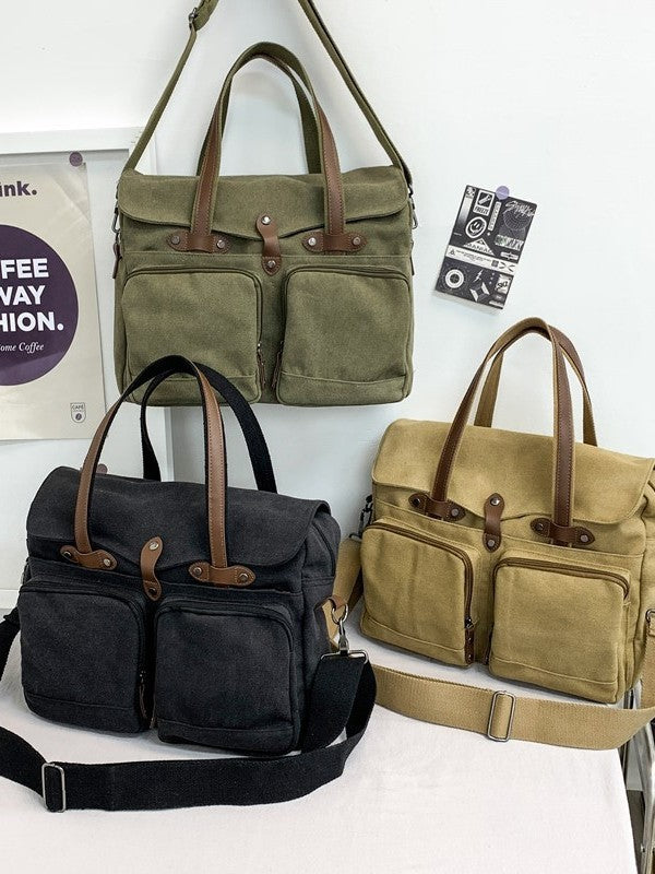 Men's Portable Business Computer Canvas With Crazy Men's Messenger Bag