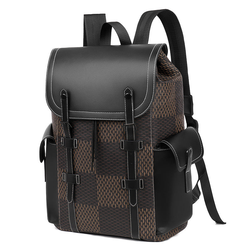 Men's Business Advanced Sensor Computer Large Capacity Plaid Leisure Backpack