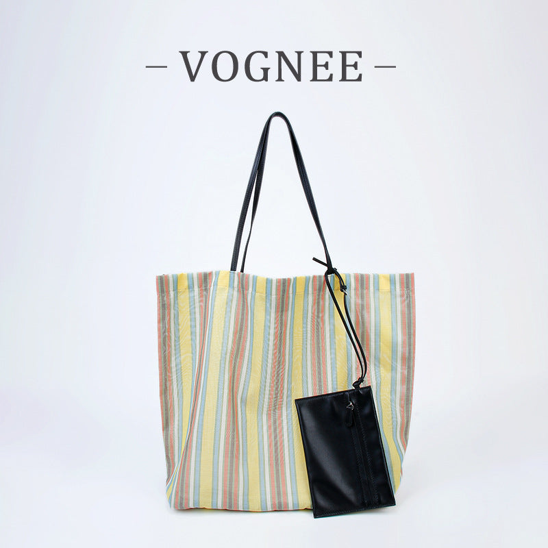 Rainbow Striped Large Capacity Fashion Leisure Women's Shoulder Bag
