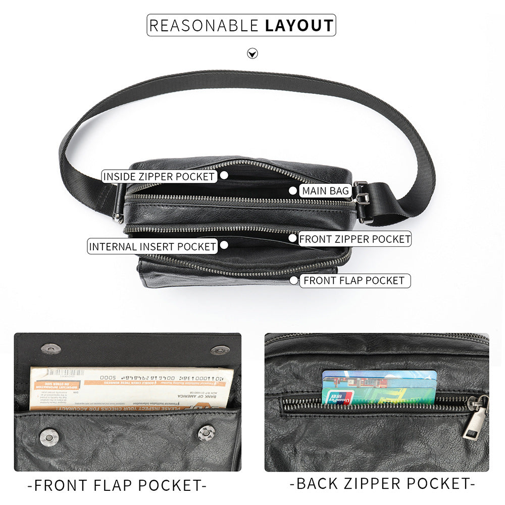 Layer Cowhide Clutch Pattern Horizontal Leather Simple Light Luxury Men's Messenger Bag